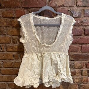 Urban Outfitters Cute Sheer Ivory Ruffle Blouse